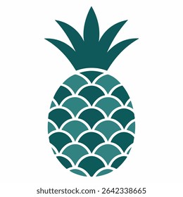 Whimsical Pineapple Illustration Fresh Tropical Fruit Design in Teal and Emerald Green A Playful Summer Vibe