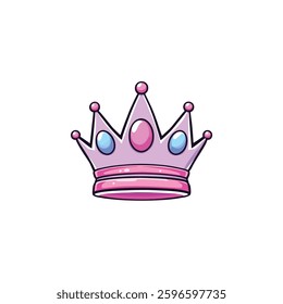 Whimsical Pink Crown Vector: Royalty and Elegance in a Delicate Illustration