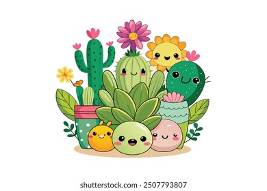 Whimsical plants adorable cact succulents