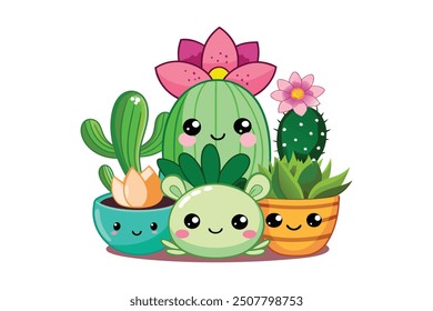 Whimsical plants adorable cact succulents