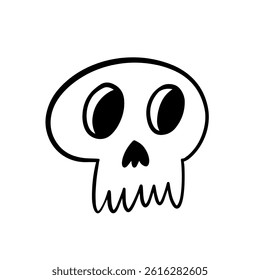 A whimsical and playful cartoon skull design showcasing oversized expressive eyes and a cheerful, fun expression