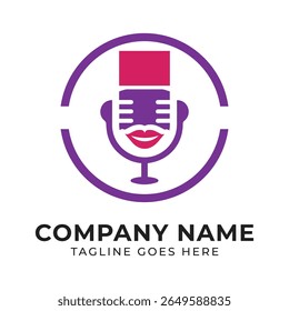 Whimsical Podcast Logo with Retro Microphone Design a Playful and Engaging Visual Identity for Audio Content Creators