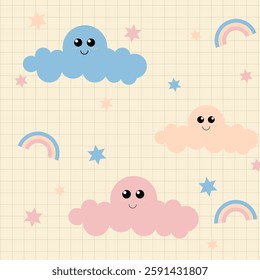 Whimsical Rainbow and Heart Pattern Background