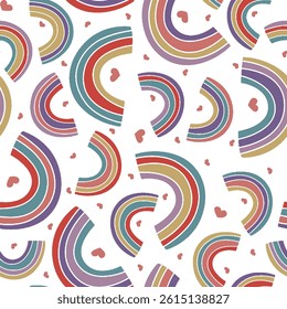 Whimsical Rainbow Pattern with Hearts