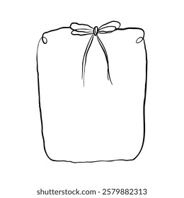 Whimsical rectangular border frame with bow ribbon hand drawn scribble line doodle sketchy 
