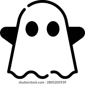 A whimsical representation of a ghost, featuring a friendly appearance with flowing edges. This icon can be used for Halloween-themed apps, decorations, or party invitations.