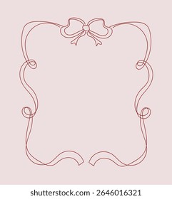 Whimsical Retro Vintage Hand Drawn Outlined Frame With Bow Vector Design