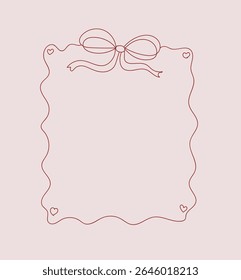Whimsical Retro Vintage Hand Drawn Frame With Bow And Hearts Vector Design