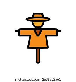 Whimsical scarecrow icon in bright colors icon illustration element