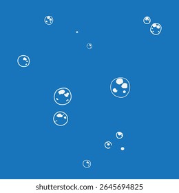 Whimsical scattered bubbles on blue backdrop, ideal for nursery decor, kids' products, and cheerful social media graphics.