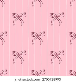 Patrón caprichoso del arco de la coqueta inconsútil en un fondo rosado para el regalo que envuelve, la papelería, los textiles, la marca y los proyectos de la impresión de la boda.