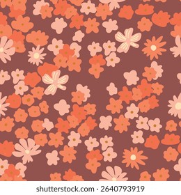 Whimsical seamless pattern with birds and bold florals folk-inspired vector