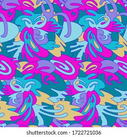 Whimsical seamless pattern. Fancy meditative vector background. Boho, hippie, gypsy design. Tracery motif.