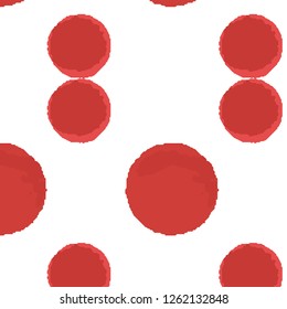 Whimsical Seamless Pattern Of Red Polka Dots. Elements are not cropped. Pattern under the mask. Vector. Perfect design for textile, box, posters, cards, web etc.