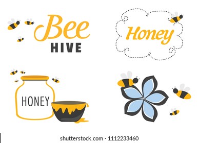 Whimsical Set of Bees and Honey