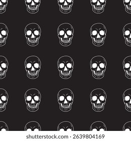 Whimsical Skeletal Skull Creep Vector Seamless Pattern can be use for background and apparel design