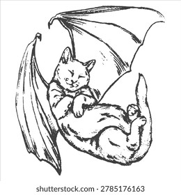 Whimsical sketch kitten and