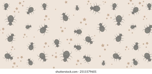 A whimsical and slightly eerie pattern set against a soft cream-colored background