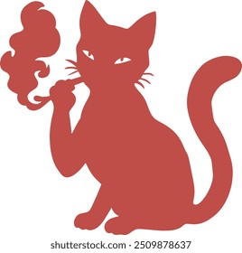 Whimsical smoking cat vector illustration.