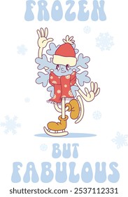 Whimsical Schneeflocke Retro Groovy Winter Charakter