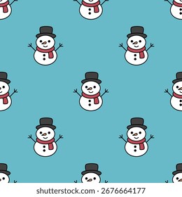 Espetacular boneco de neve padrão em um fundo azul