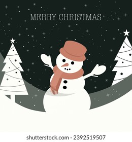 A whimsical snowman poster capturing the joy of the season, a modern illustration blending creative design with the classic elements of winter