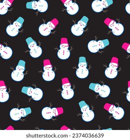 Whimsical Snowmen Chic Charm Vector Seamless Pattern can be use for background and apparel design