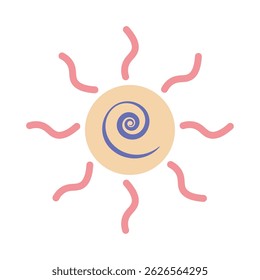 Whimsical spiral sun icon. Vector illustration