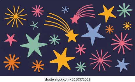 Whimsical star pattern with shooting stars celestial