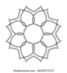 Whimsical Starburst Mandala for Coloring Book Page
