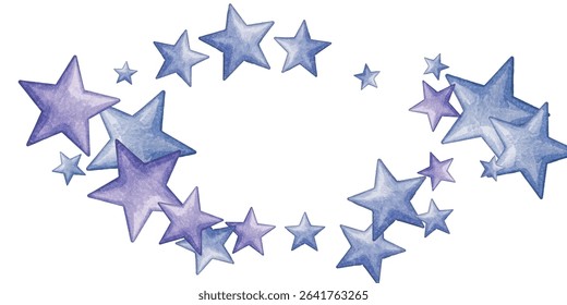 Whimsical stars in dreamy shades of blue and purple scattered across a crisp white background. Perfect for celestial-themed designs, magical projects, and artistic creations that evoke wonder.