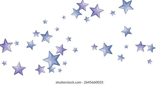 Estrelas extravagantes em tons sonhadores de azul e roxo espalhadas por um fundo branco nítido. Perfeito para projetos de temas celestes, projetos mágicos e criações artísticas que evocam maravilha.