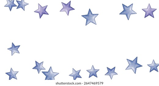 Whimsical stars in dreamy shades of blue and purple scattered across a crisp white background. Perfect for celestial-themed designs, magical projects, and artistic creations that evoke wonder.