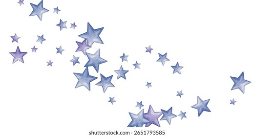 Estrelas extravagantes em tons sonhadores de azul e roxo espalhadas por um fundo branco nítido. Perfeito para projetos de temas celestes, projetos mágicos e criações artísticas que evocam maravilha.