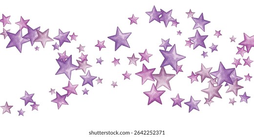 Whimsical stars in elegant shades of purple and pink scattered across a white background. Perfect for celestial designs, dreamy illustrations, and artistic creations that evoke magic and wonder.