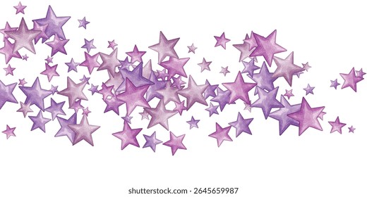 Whimsical stars in elegant shades of purple and pink scattered across a white background. Perfect for celestial designs, dreamy illustrations, and artistic creations that evoke magic and wonder.