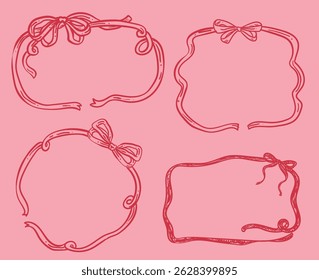 Whimsical style hand drawn collection of frames, vector illustration 