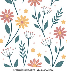 Fantástico verão flores padrão sem costura com formas divertidas e cores brilhantes para divertimento imaginativo verão projetos conceito como brincalhão verão flor padrão com formas caprichosas e cores brilhantes perfeito para divertidos projetos imaginativos no Photo Stock Concept e espaço vazio no lado esquerdo, sem texto —ar 7:2 —tile