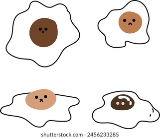Whimsical Sunny Side Up Vector: Minimalist Food Illustration with Emoticon | Creative Projects