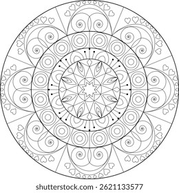 Whimsical swirl mandala designed for spiritual art, meditation visuals, coloring pages, and tattoo inspiration