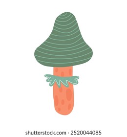 Whimsical tall green mushroom illustration, great for nature, woodland, or fairy-themed designs. Perfect for botanical, outdoor, and autumn projects.