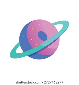 Fantástico planeta de donut tridimensional com órbita de anel de doces isolado no fundo branco brilhante