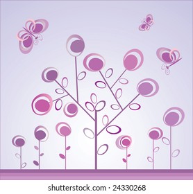 Árbol caprichoso con mariposas