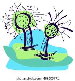  Whimsical tree - Isolated On Background - Vector Illustration, Graphic Design Editable For Your Design.

