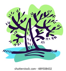 Whimsical tree - Isolated On Background - Vector Illustration, Graphic Design Editable For Your Design.