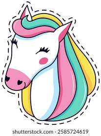 Whimsical unicorn patch featuring a vibrant rainbow mane and cheerful expression. Ideal for adding a touch of magic and fantasy to clothing, accessories, or craft projects