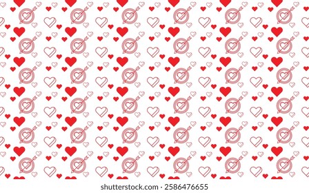 Whimsical valentine's day pattern with hearts and cupid's arrows symbolizing love and romance in a playful and celebratory design for festive greetings