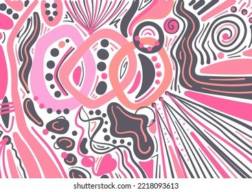 Whimsical vector background with abstract doodles and lines. 
