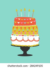 Whimsical Vector Birthday Cake
