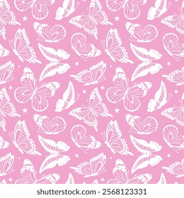 A whimsical vector illustration featuring a vibrant pink butterfly pattern, showcasing delicate wings adorned with intricate designs. Perfect for adding a touch of elegance and charm to any project.